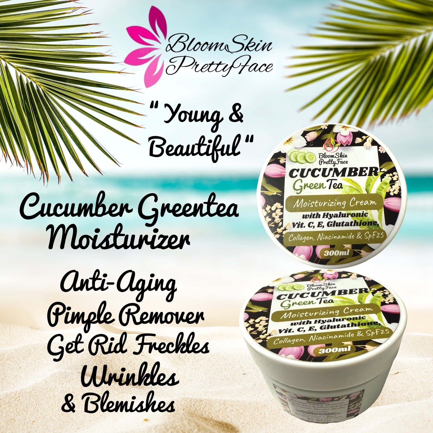 Cucumber Greentea Moisturizing Cream with Hyaluronic, Vitamin C&E, Glutathione, Collagen & Niacinamide.