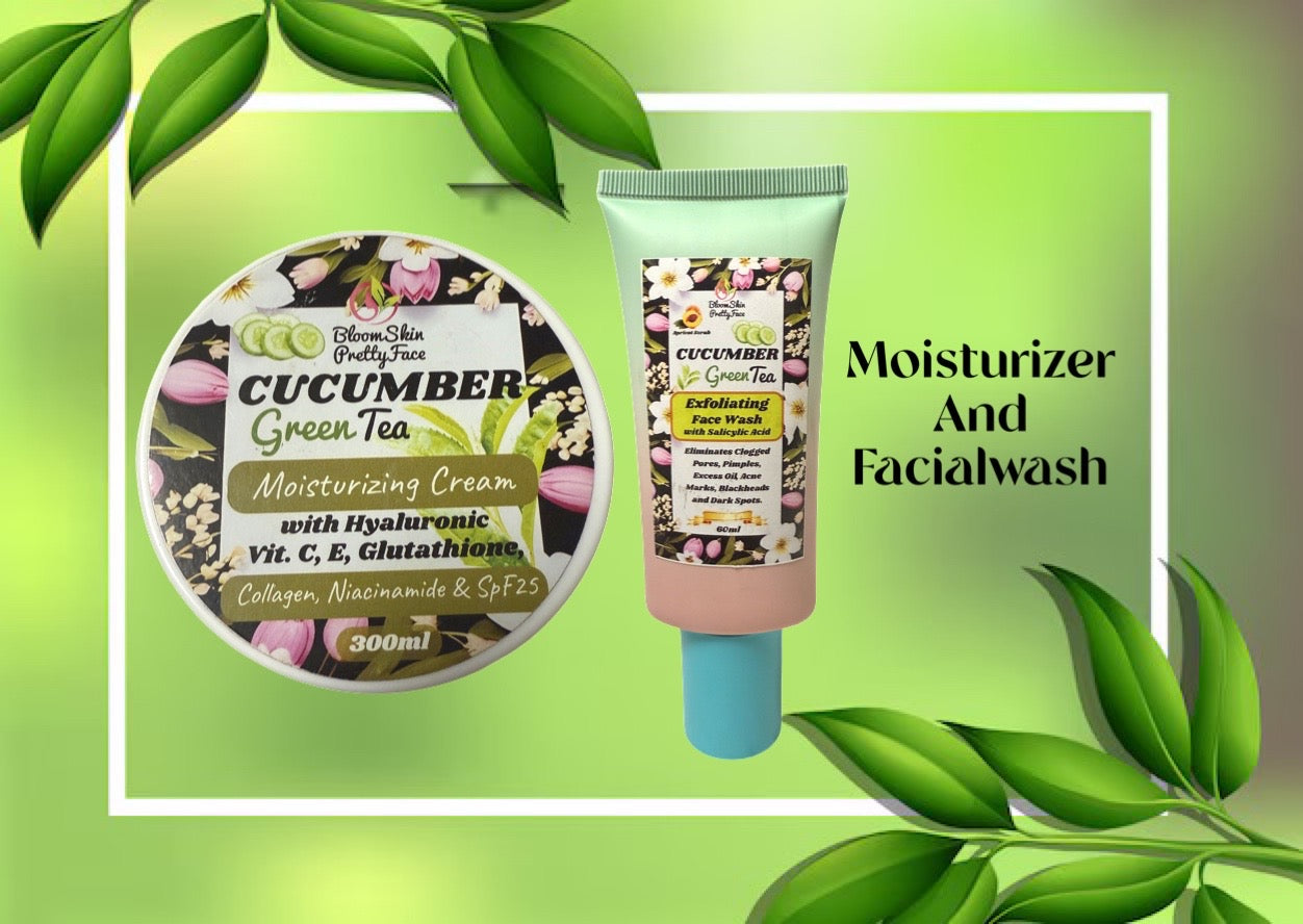 Cucumber Greentea Moisturizing Cream with Hyaluronic, Vitamin C&E, Glutathione, Collagen & Niacinamide.